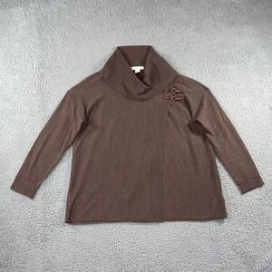 Ellen Tracy Merino Wool Blend Cowl Neck‎ Sweater Women XL Brown Oversized